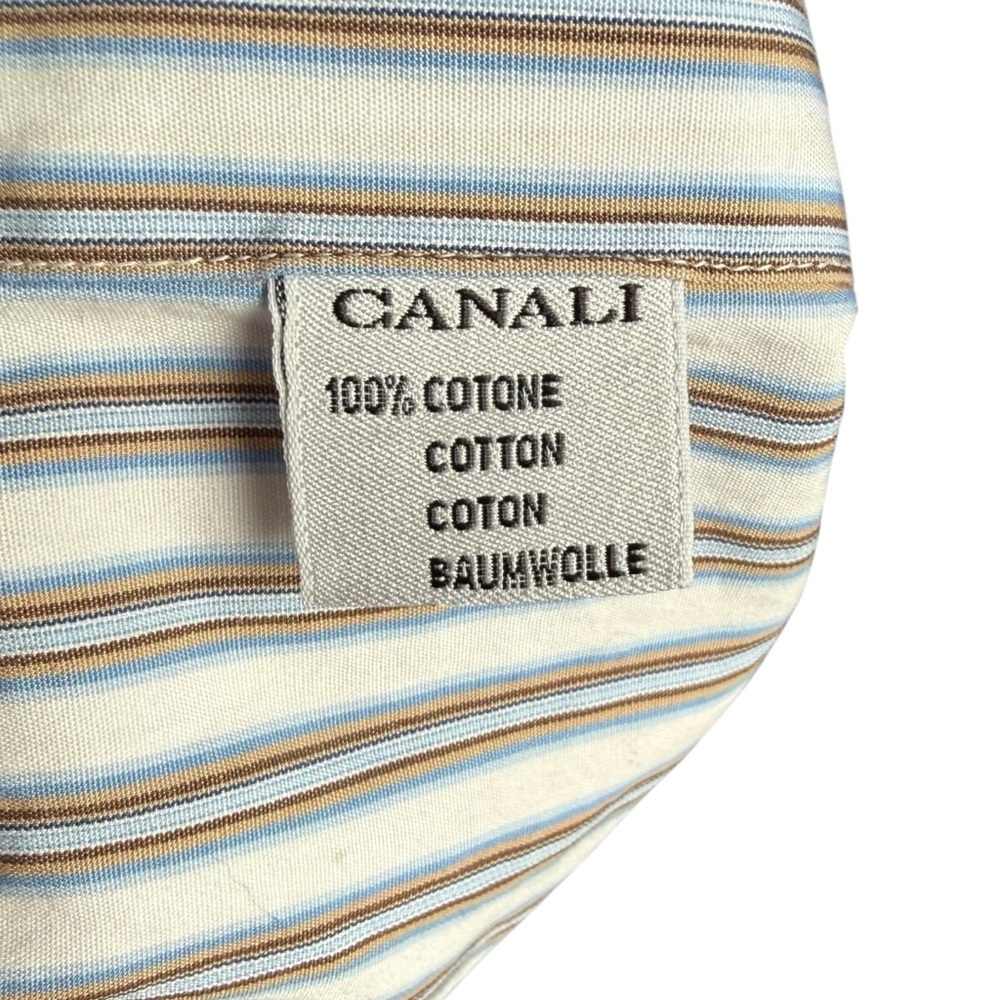 Canali Button Up Dress Shirt Mens Sz 44 EU 17.5 US Multicolor Striped Made Italy - Picture 7 of 11